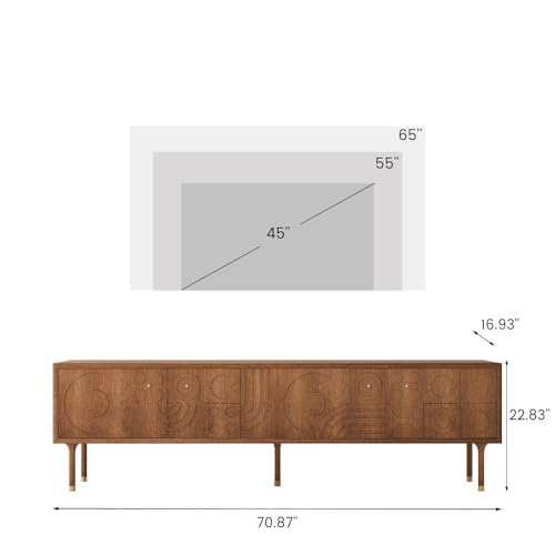 Walnut Wood TV Stand with Storage, 70.87" H467387
