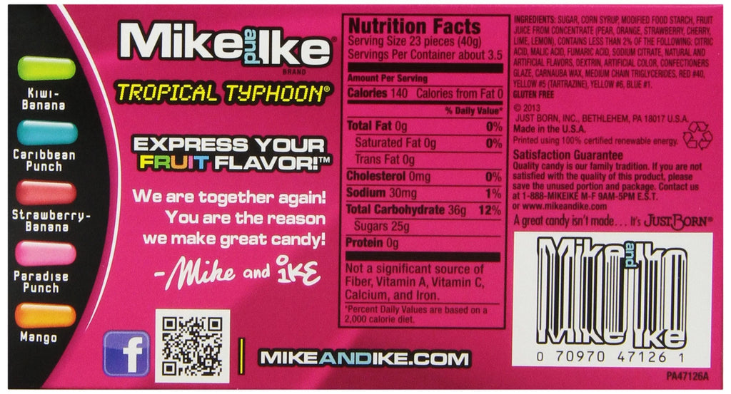 Tropical Typhoon Chewy Candy, 5 Ounce (Pack Of 12) Z691