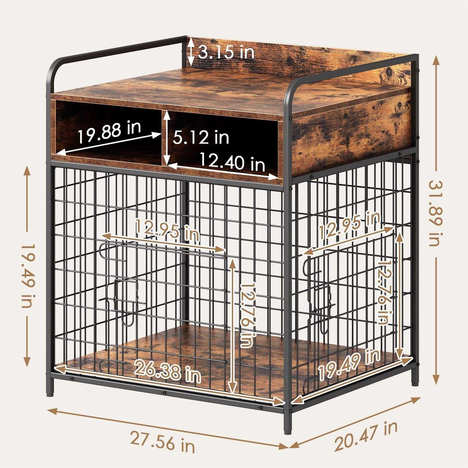 Dog Crate Furniture Wood Dog Cage with Drawers Storage A24631