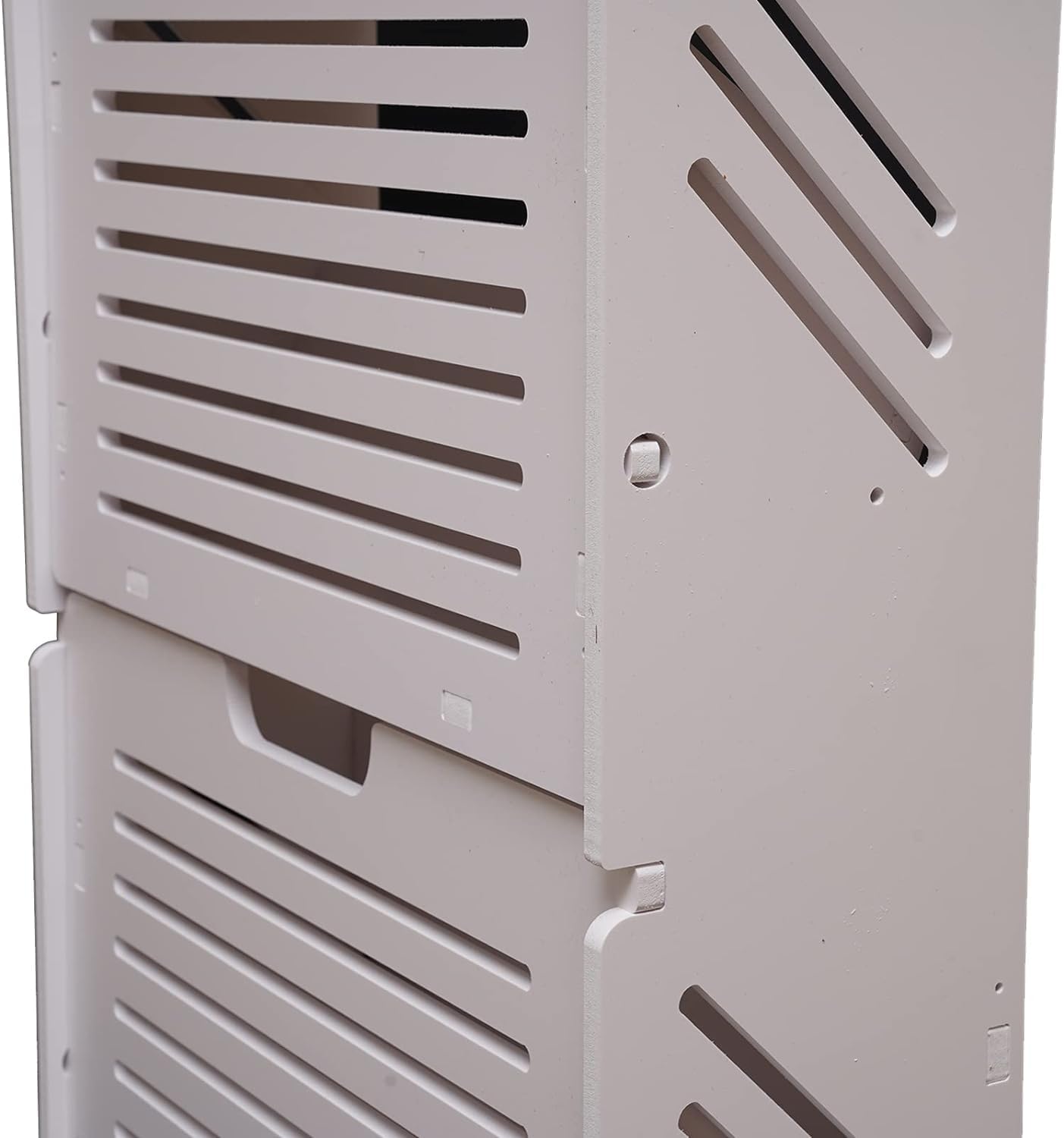 White Wood Look 2 Flip Drawers Freestanding Shoe Storage Cabinet O670