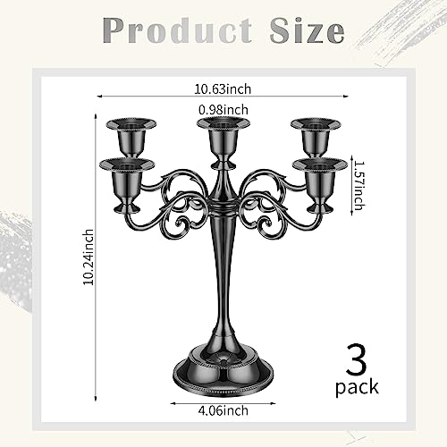 3 Pcs Metal Gold 5 Arm Candle Holders 10.24 Inch N518550