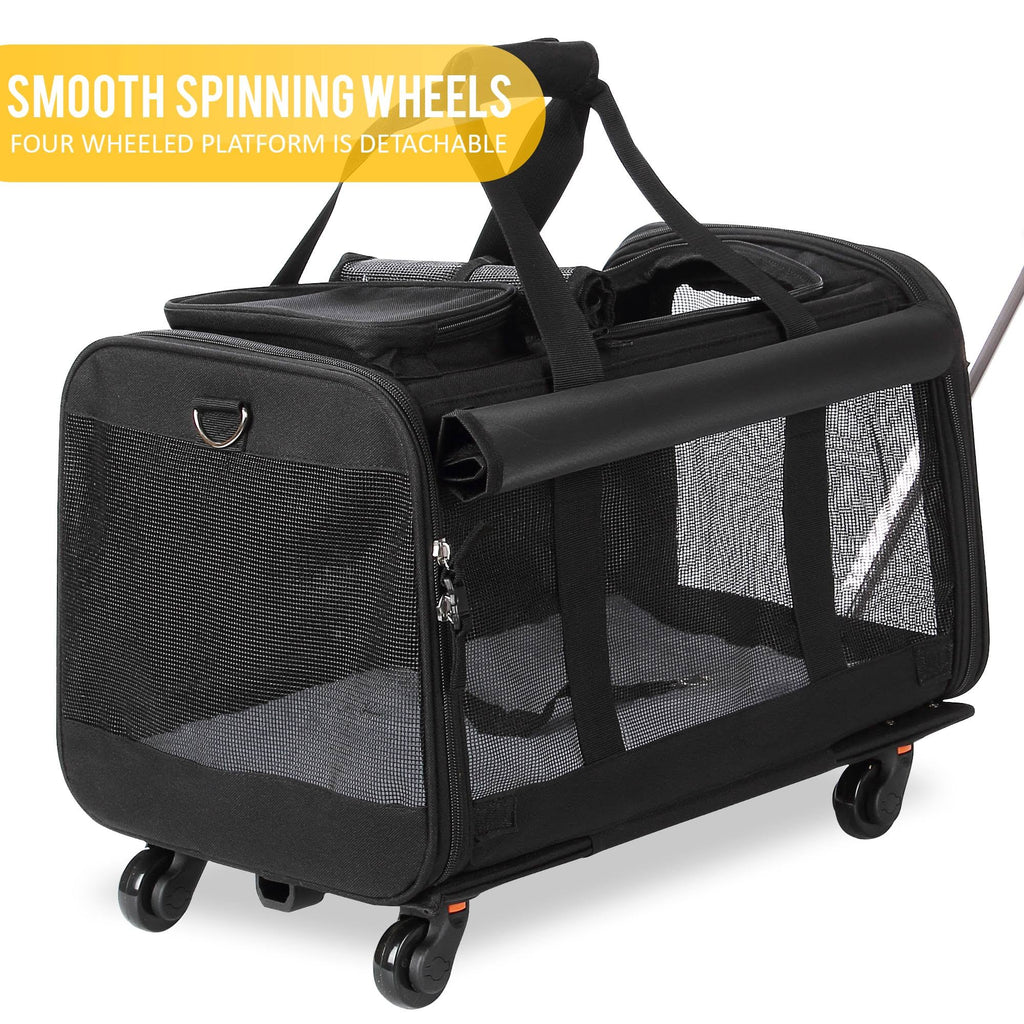 Black Pet Carrier with Detachable Wheels R5606