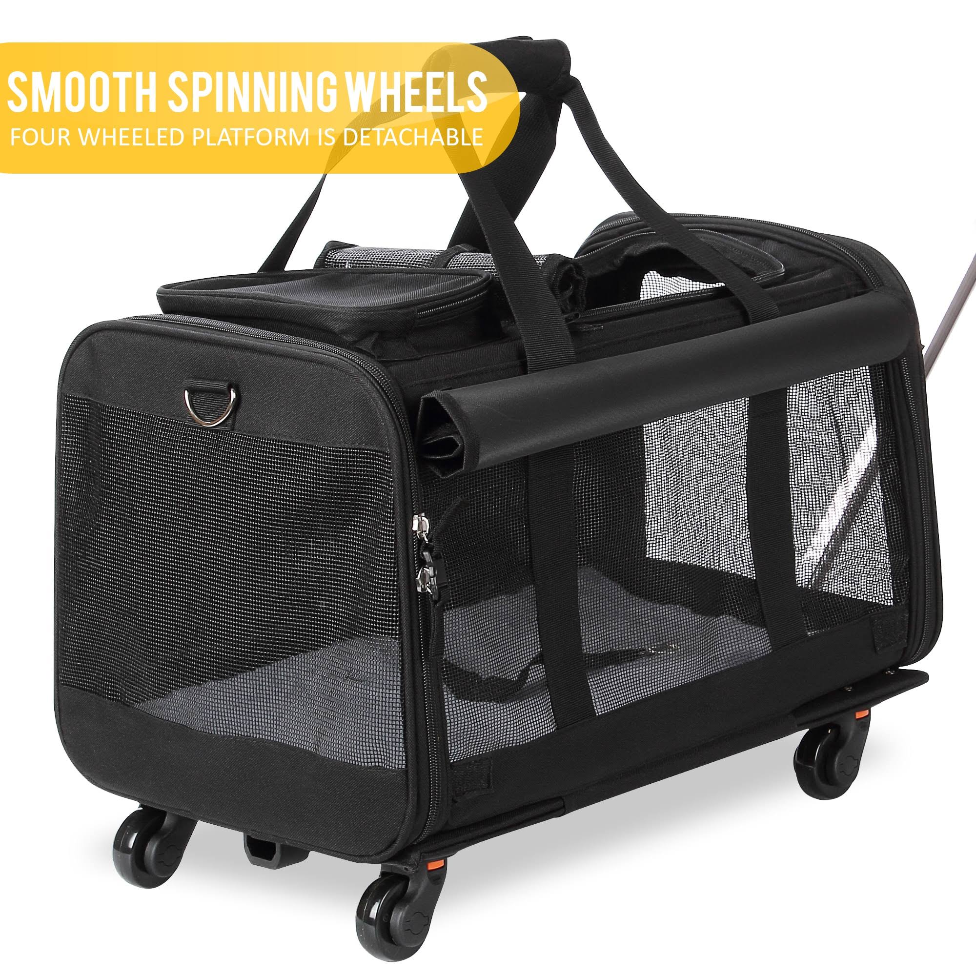Black Pet Carrier with Detachable Wheels R5606