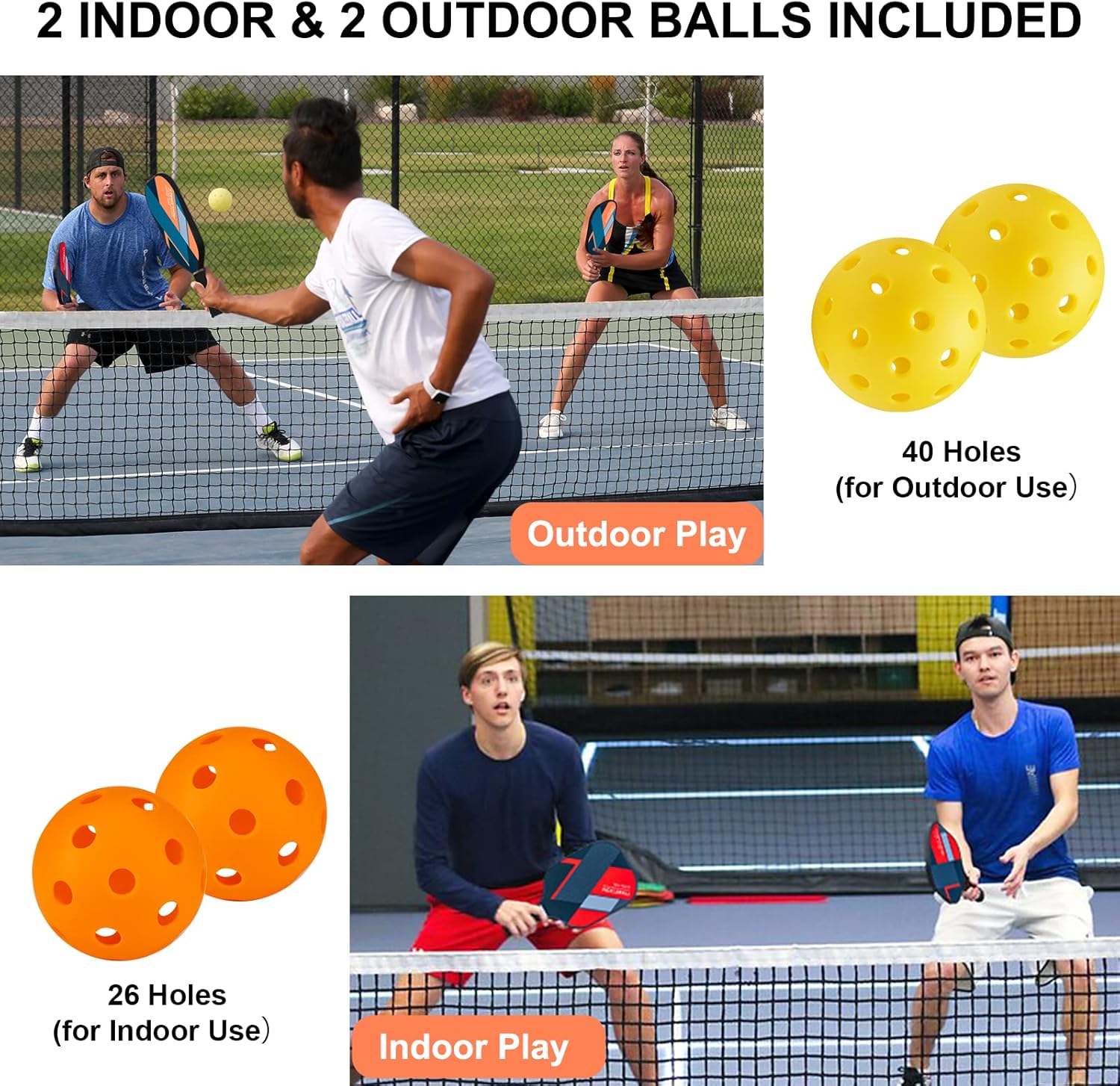 Set of 4 Lightweight Pickleball Paddles with Carry Bag G560