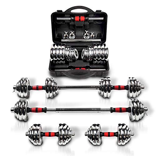 Adjustable Cast Iron Dumbbell Set with Carry Box 44lbs 66lbs 110lbs P49106