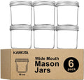 10 oz Wide Mouth Mason Jars with Lids and Bands, 6 Pack M429169