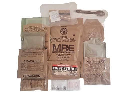 MRE Meal Ready to Eat with Entree, Snacks, Dessert, Drink Mix, Utensils, Condiments and FRH Q50821