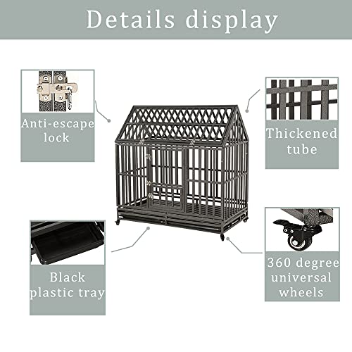 Black 48 inch Metal Dog Cage with Four Wheels V433