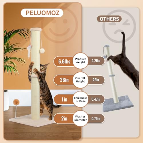 Gray 36 inch Cat Scratching Post with Sisal Rope N79246