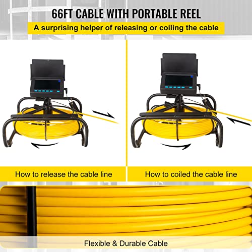 98.4 ft 4.3" Pipe Drain Inspection Camera with DVR Function and LED Lights F467132
