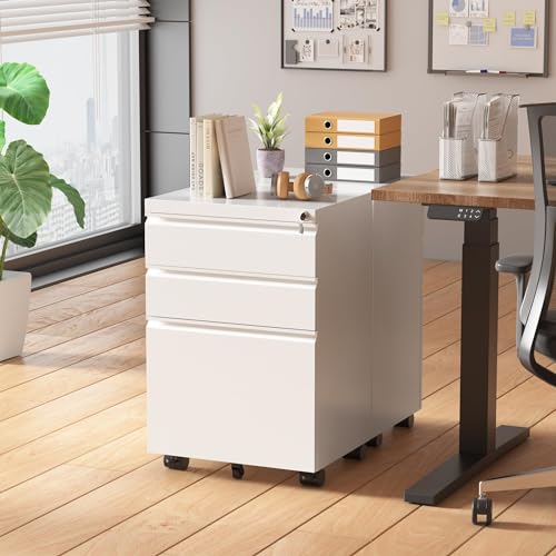 3 Drawer Black Mobile File Cabinet with Lock R410740