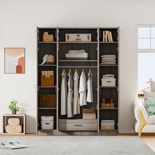 White 3-Door Wardrobe with 2 Drawers and Top Cabinet Y996