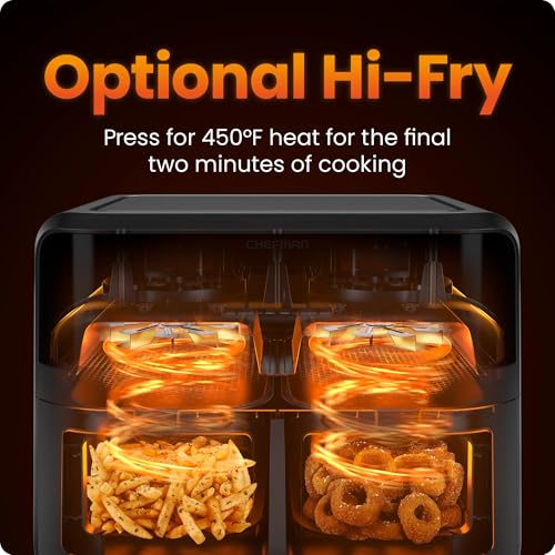 6 Quart Dual Basket Air Fryer Oven with Easy View Windows, Nonstick Frying Baskets - Black A1468