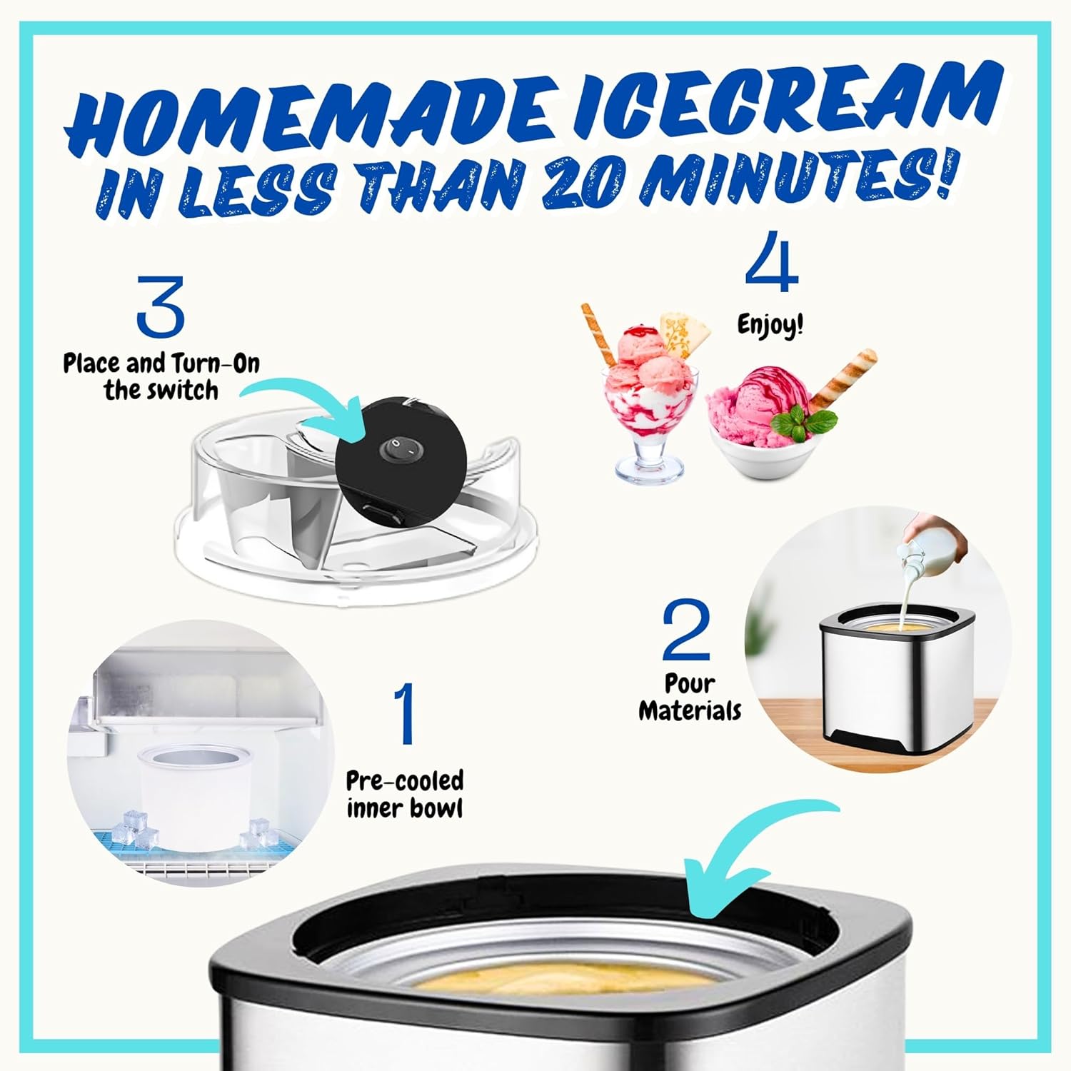 2-Qt Soft Serve Ice Cream Machine with Ice Cream Scooper J37356