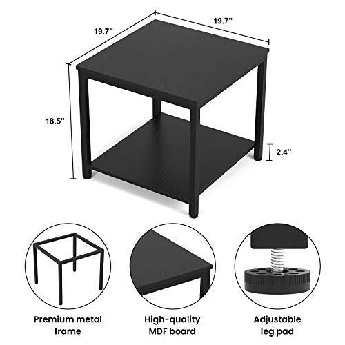Rustic Brown 2-Tier Metal Wood Side Table H61131