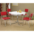 5 Piece Retro Round Dining Set in White and Red U902