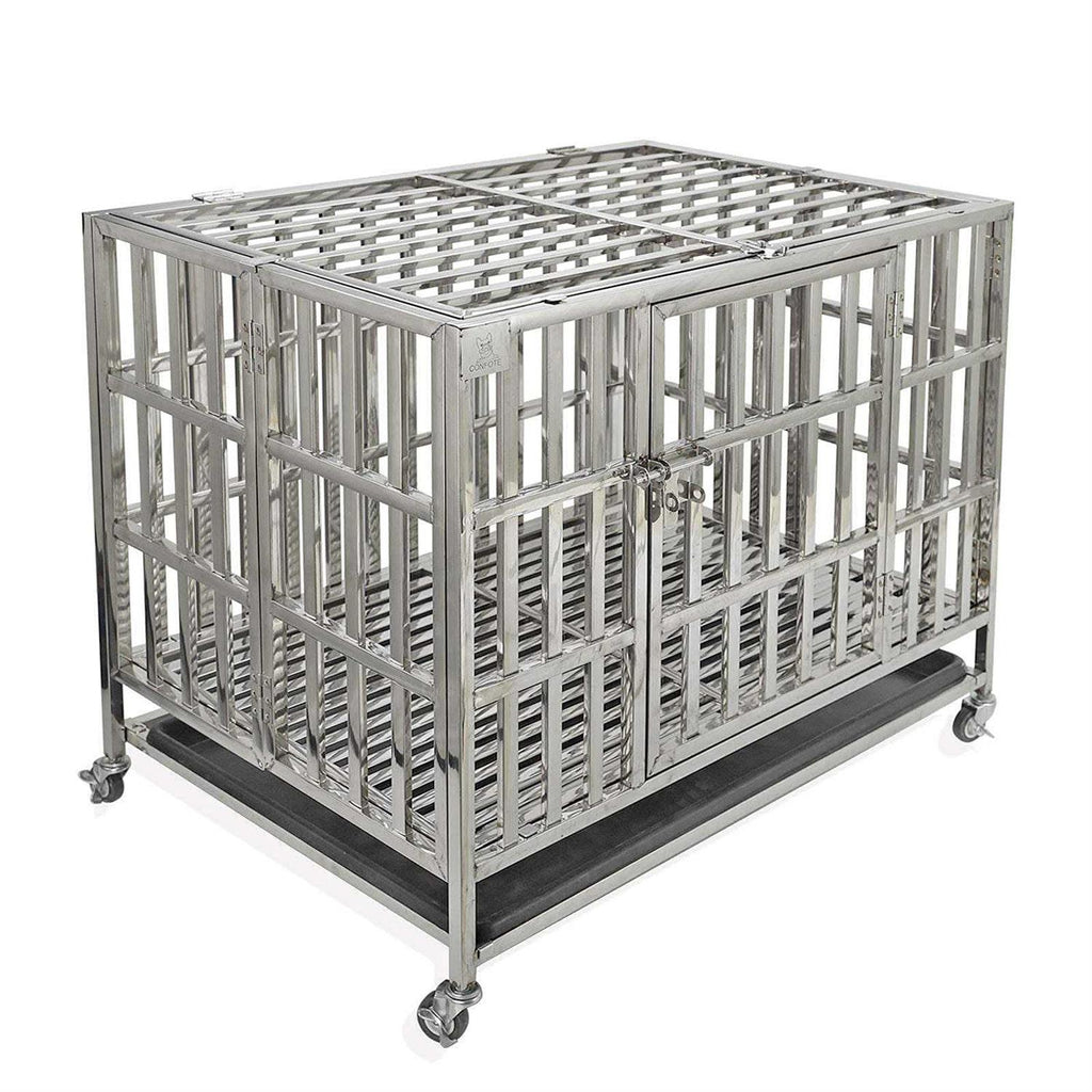 Heavy Duty Stainless Steel Dog Cage Kennel Crate and Playpen with Double Doors & Locks S905
