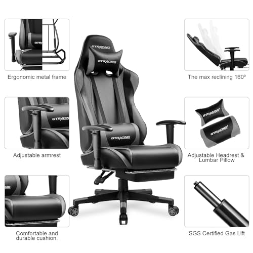 Blue Gaming Chair with Footrest U403530