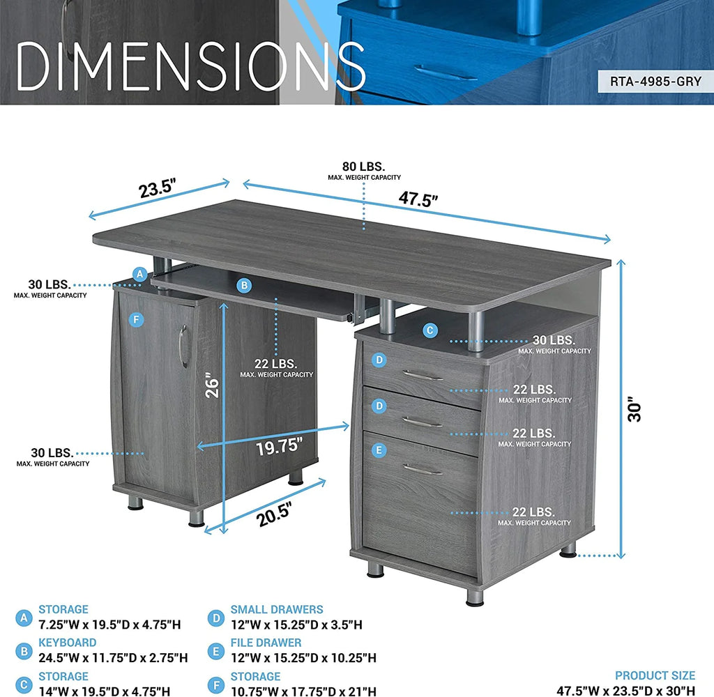 Gray Small Computer Desk X27993