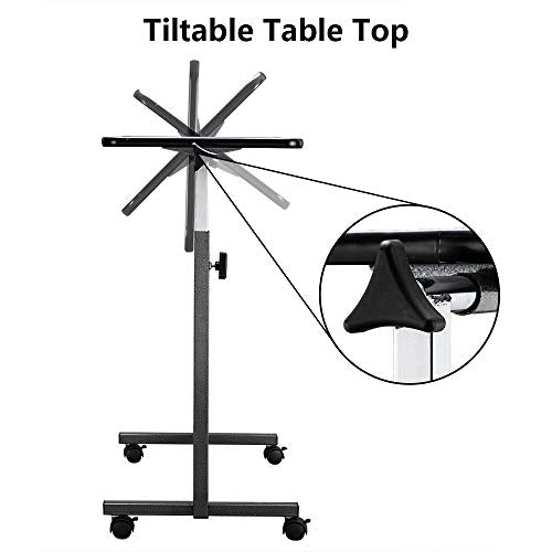 Dark Wood Grain Color Tilting Overbed Table with Wheels P781080