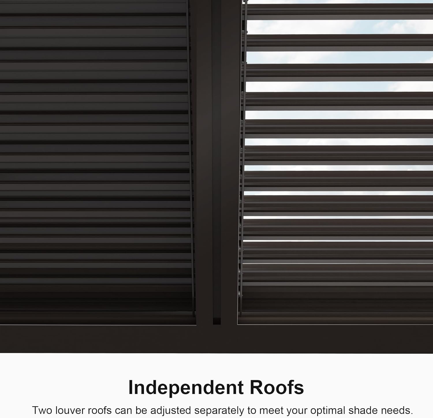 11' × 13' Louvered Aluminum Pergola with Roller Blinds Y6486