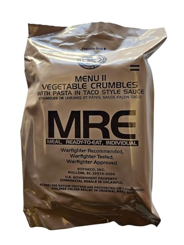 MRE Meal Ready to Eat with Entree, Snacks, Dessert, Drink Mix, Utensils, Condiments and FRH Q50821