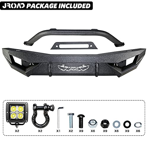 Front Bumper with LED Lights, 2 x D-Rings, Winch Plate U257456