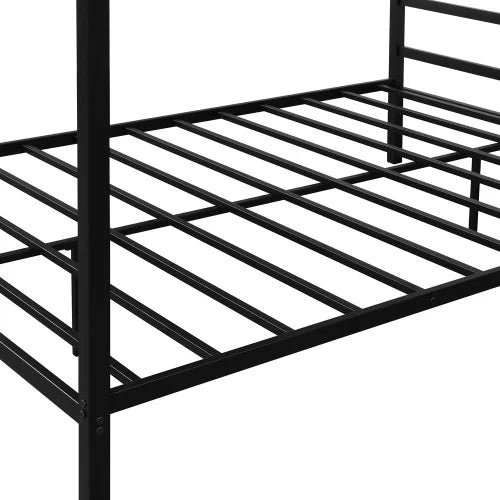 Black Metal Queen Canopy Bed Frame with Headboard Q2932