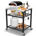 Stainless Steel Double-Shelf Outdoor Grill Table Cart B1733
