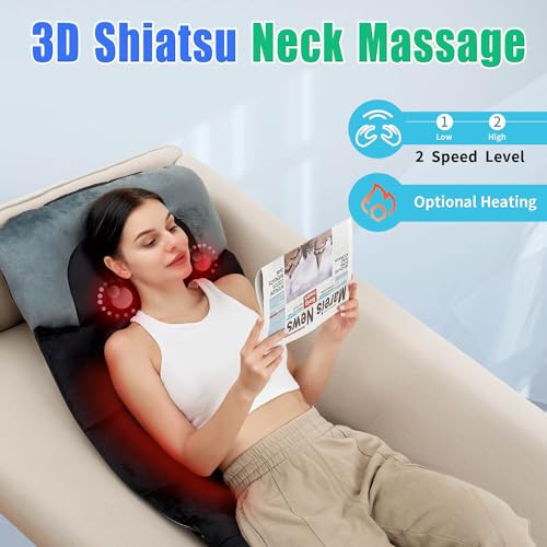 Full Body Massage Mat with Shiatsu Neck Massager, 3D Lumbar Traction, Back & Waist Heat, 4 Vibrating Motors N873
