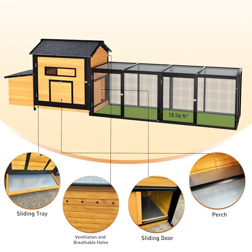 Extra Large Outdoor Chicken Coop with Nesting Box & Leak-Proof Tray L47657
