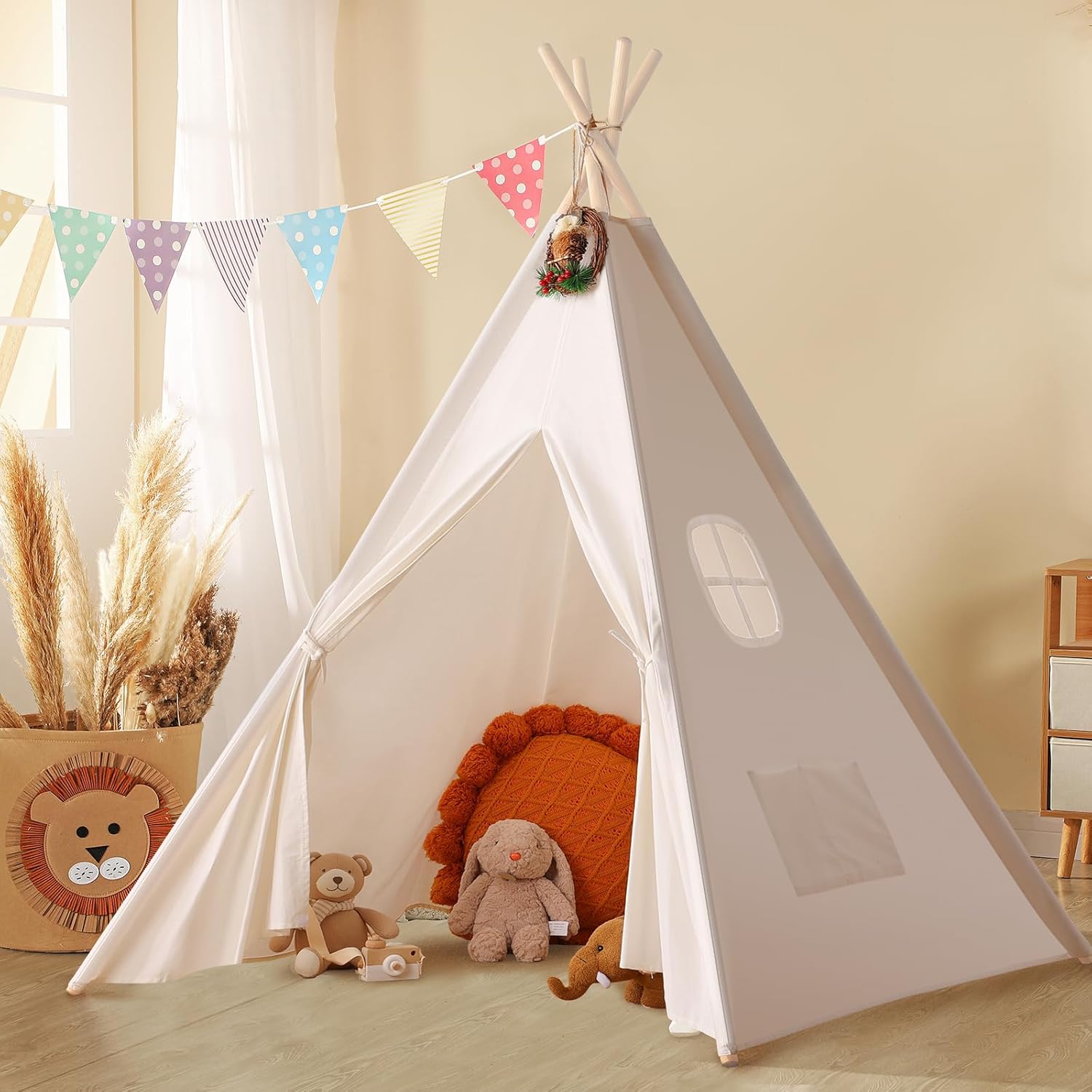 Natural Canvas Teepee Play Tent with Carry Case N151