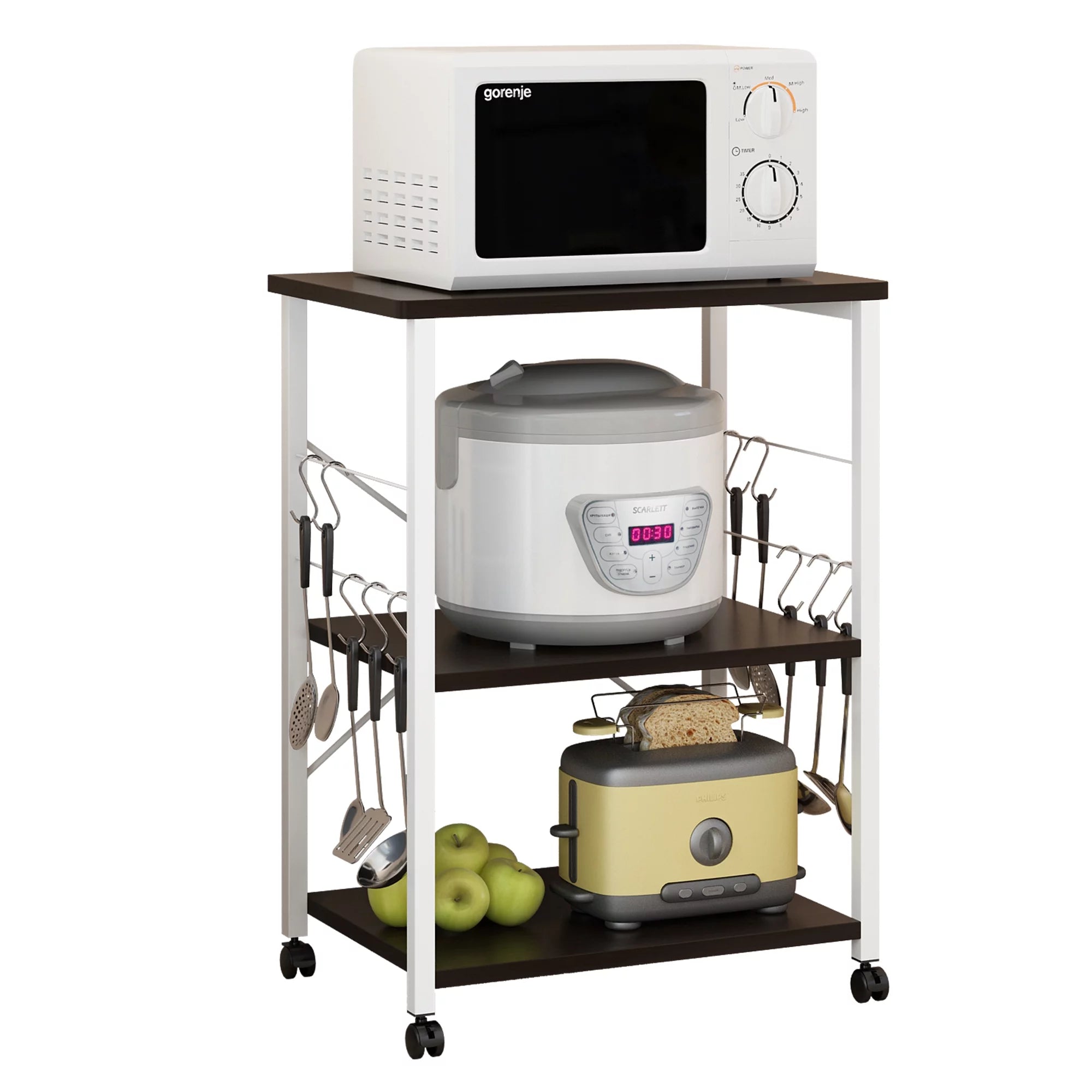 3-Tier Rolling Kitchen Cart with Microwave Stand Q384203