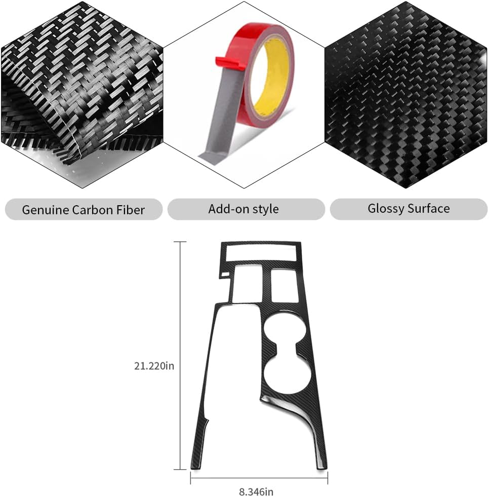 Real Carbon Fiber Gear Shift Trim Panel Cover I3172