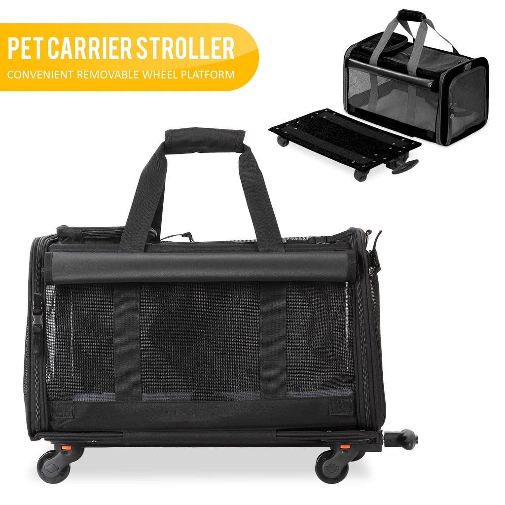 Black Pet Carrier with Detachable Wheels R5606