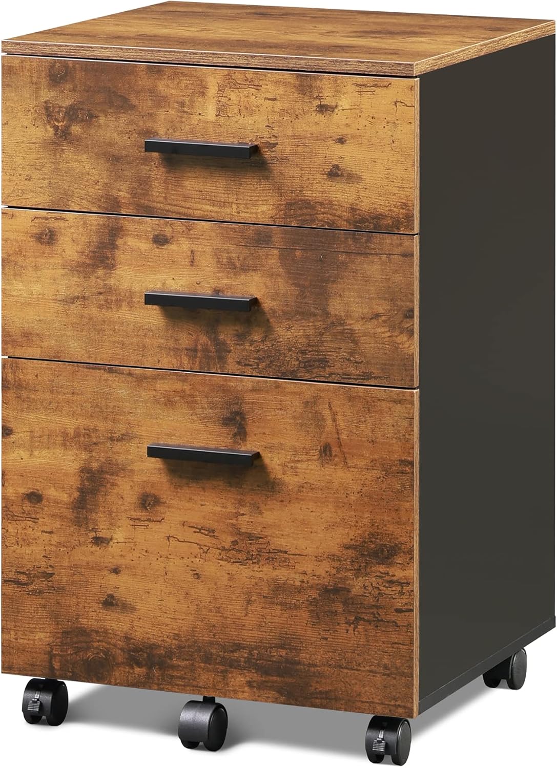 Black 3 Drawer Wood Mobile File Cabinet H895738