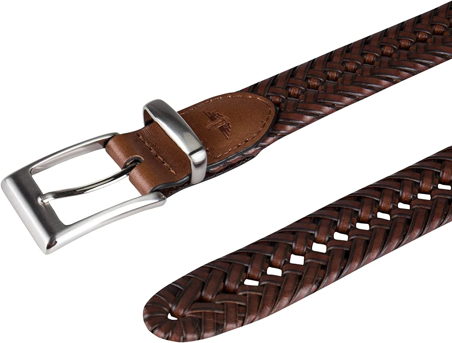 Men's Leather Braided Casual Dress Belt 40 Tan J99337