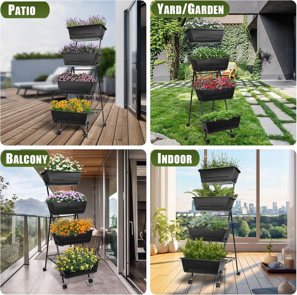 4 Tier Raised Garden Bed with Wheels G194806