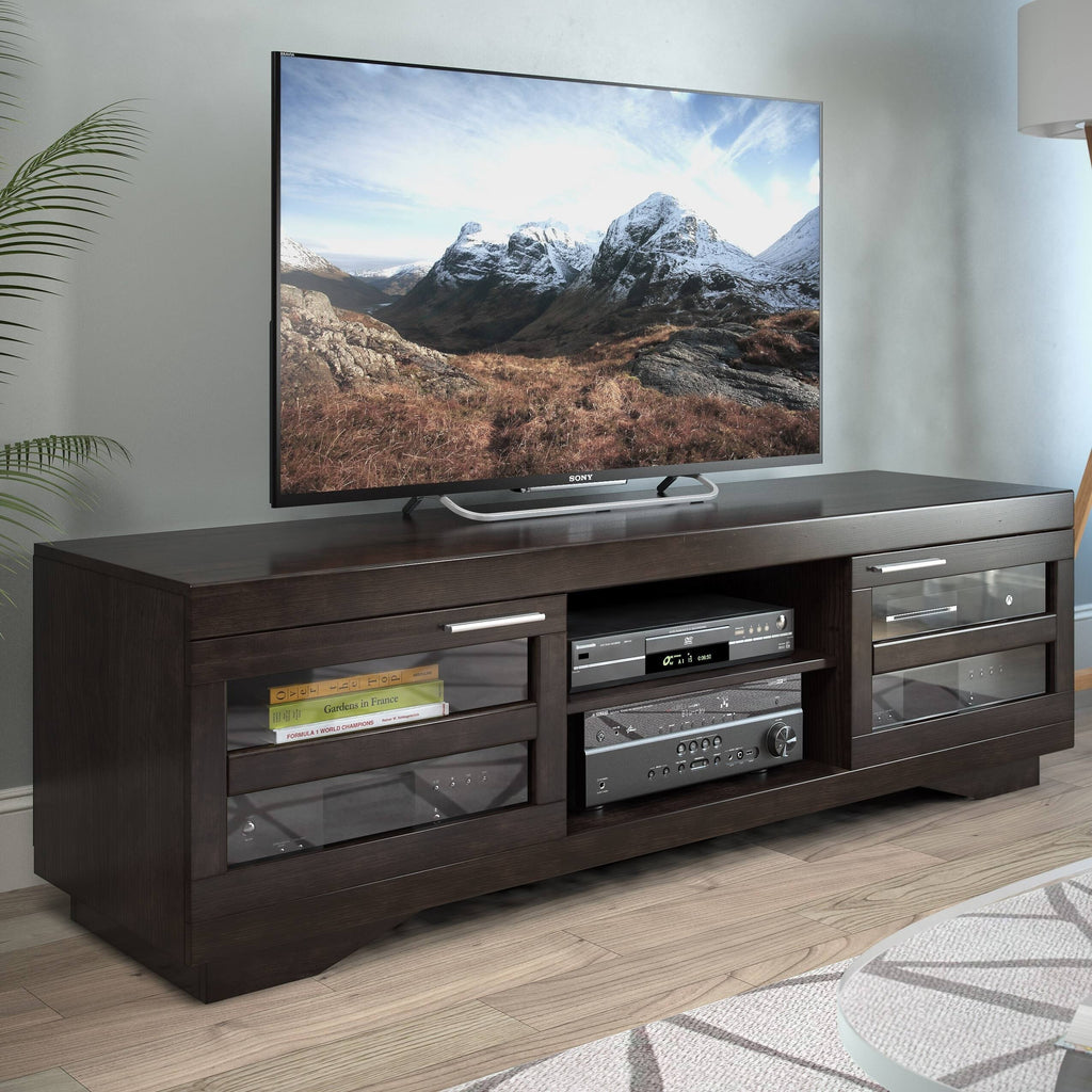 Mocha Black 66-Inch Wood Veneer TV Bench S3829