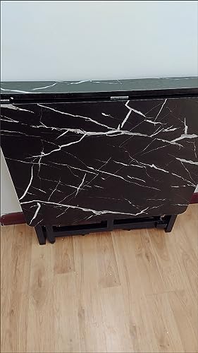 White Marble Folding Dining Table with 4 Wheel R586