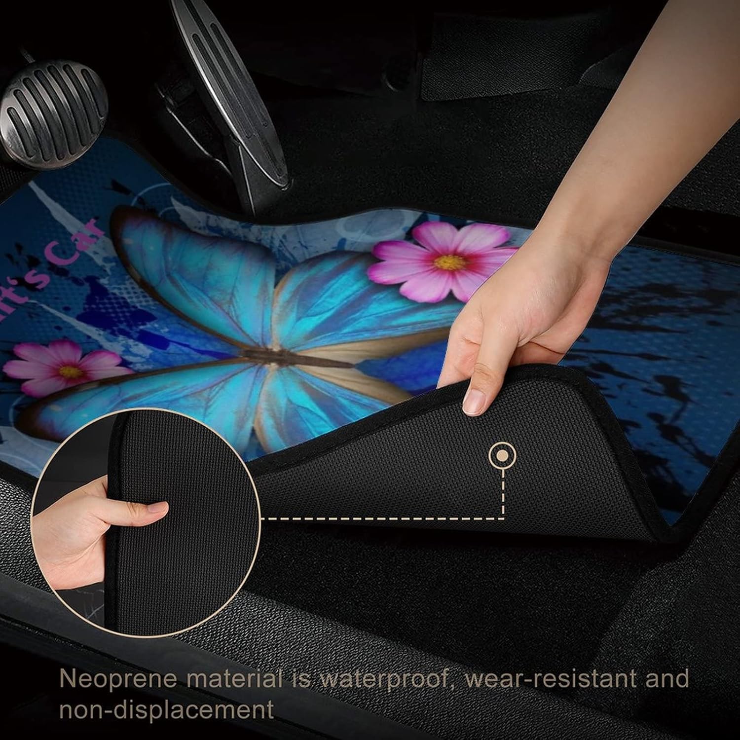 4 Pieces Black with Red Car Mats E390323