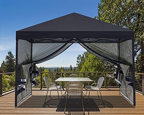 10x10 Beige Pop-Up Outdoor Canopy with Netting Screen Walls R285