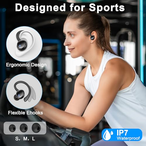 Wireless Earbuds Bluetooth 5.4 Over Ear with Noise Cancelling Mic IP7 Waterproof T7337