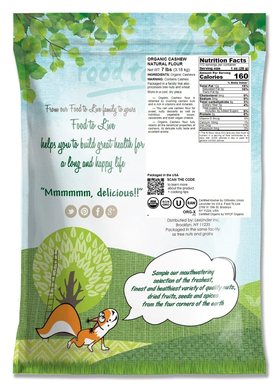Organic Cashew Flour, 7 Pounds — Non-GMO, Raw, Vegan Z420891