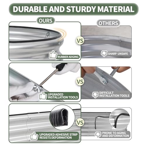 Silver 4x2x1ft Metal Raised Garden Bed 2pack E23916