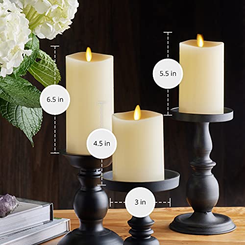 Set of 3 LED Pillar Candles with Remote (Ivory) D30205