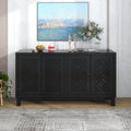 Black 4 Door Storage Cabinet with Pull Ring Handles A86613