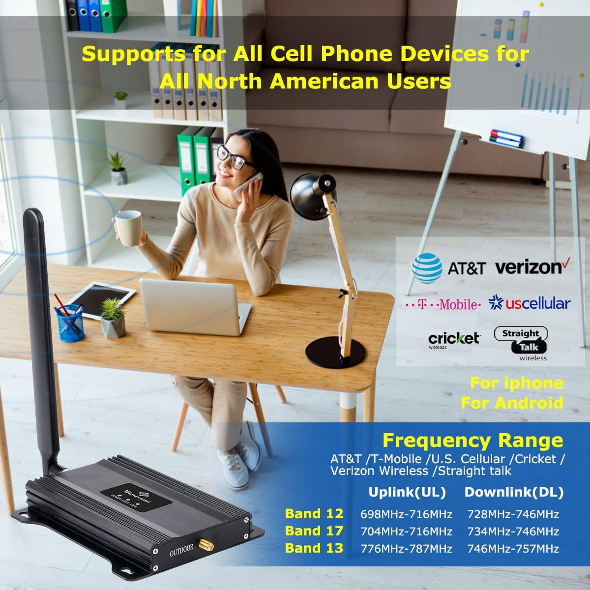 4G LTE 5G Cell Phone Signal Booster for Home 4000sqft S5218