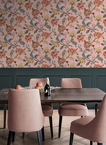 Victorian Jade Floral Prepasted Wallpaper Q905