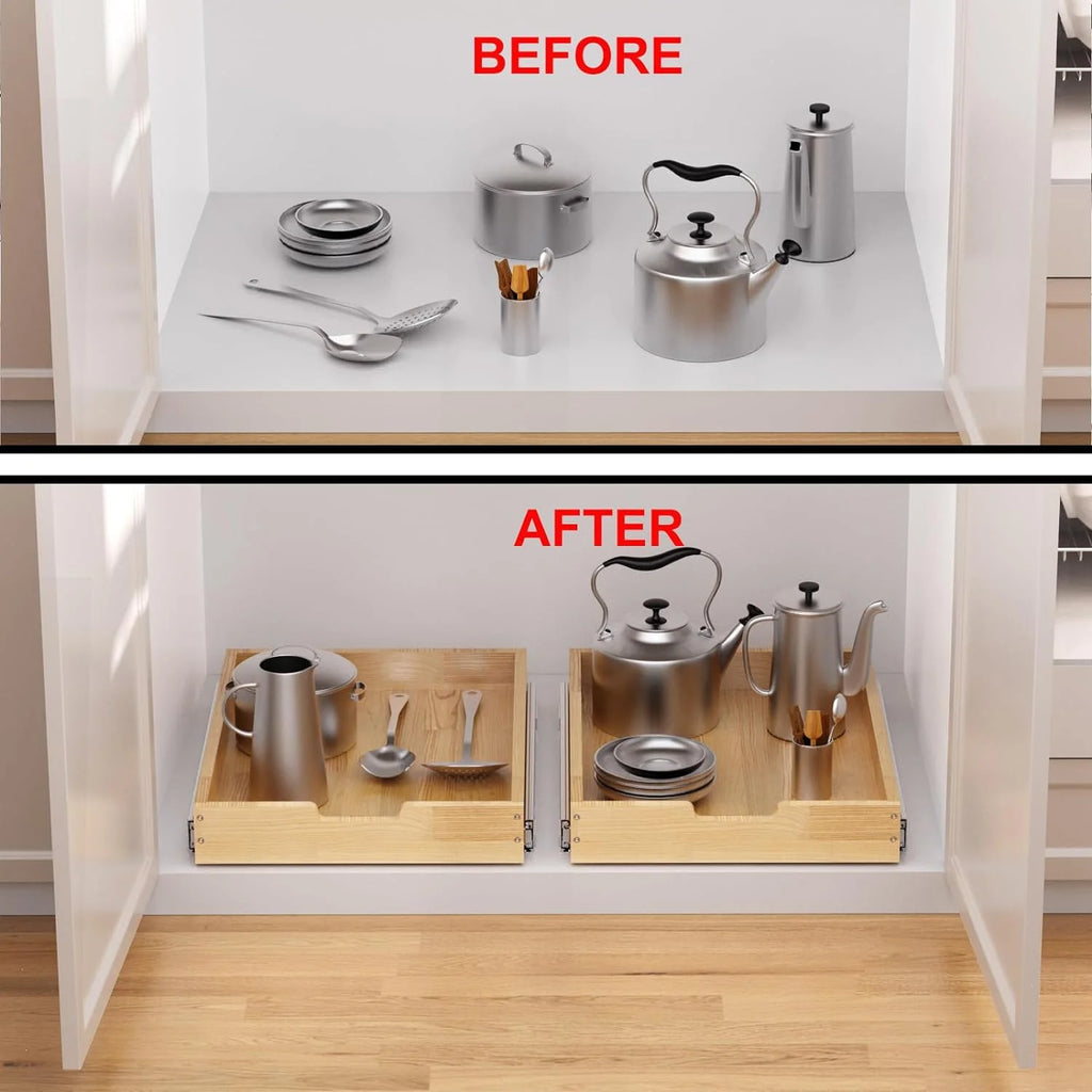 Wood Pull Out Cabinet Organizer 14W x 21D U9141